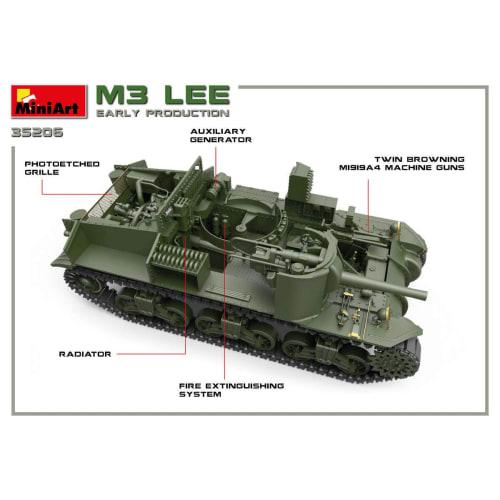 Miniart 1/35 Scale US Army M3 Lee Early Model with Full Interior (Interior Reproduction) Plastic Model Kit MA35206