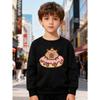 European Sizes Kids' Fashion Sweatshirt, Round Neck Pullover for , Donut Capybara Print, Suitable for Daily Casual Wear and Outdoor Activities