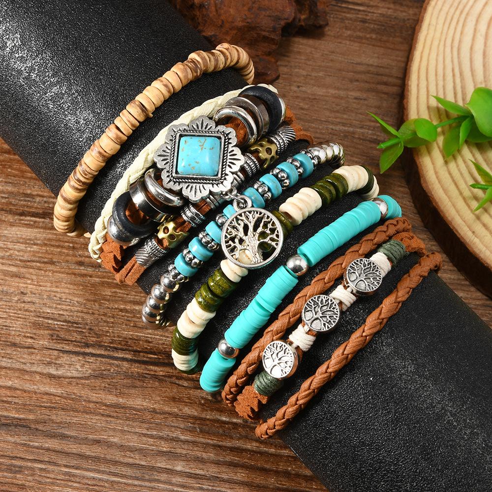 Böhmisches DIY Perlenarmband für Damen Handgefertigter Türkisstein Schmuck Mode Boho Chic Verstellbarer Fußkettchen
