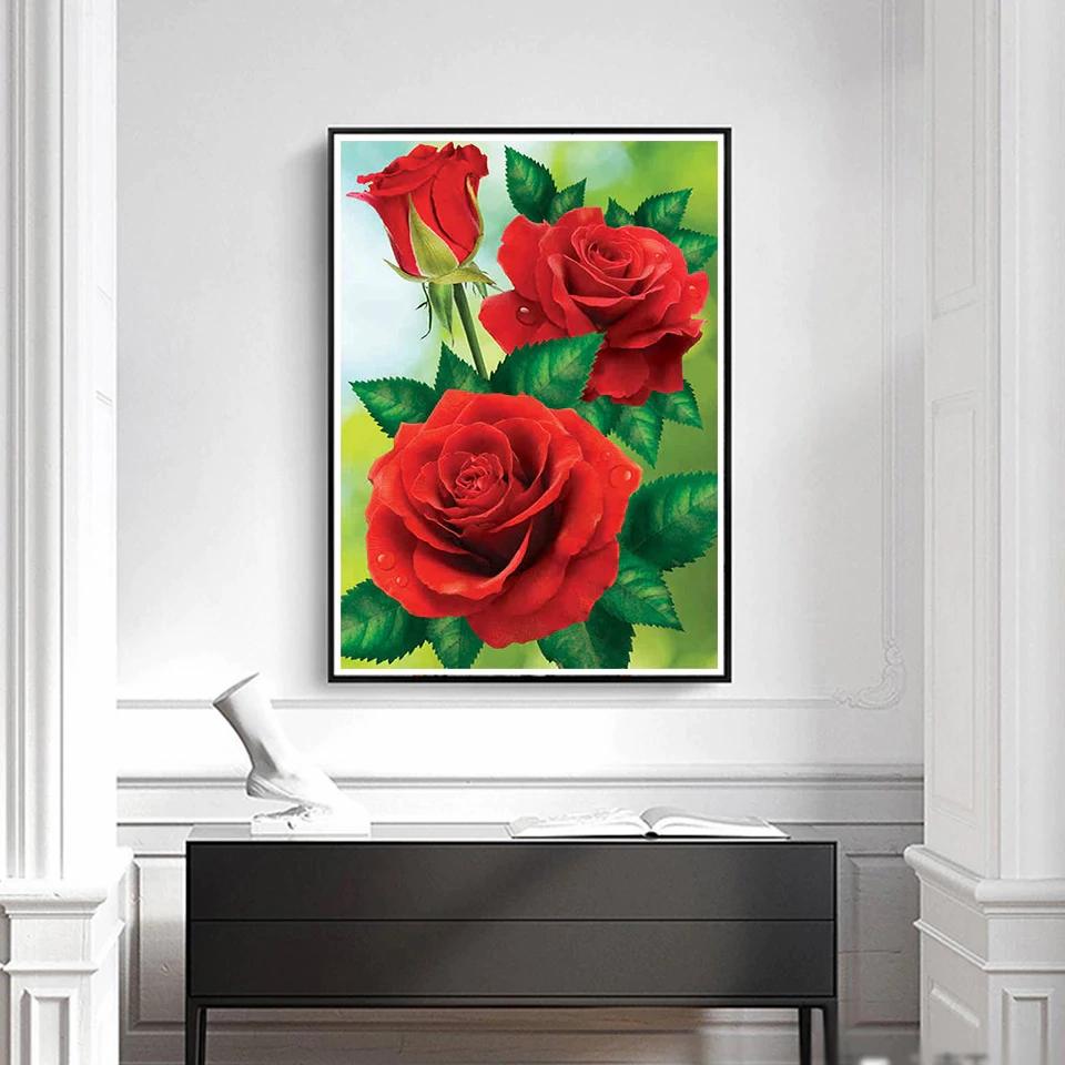 5D bricolaj pictura cu diamante flori cu punct de cruce kit broderie cu diamante trandafir mozaic rotund complet pătrat stras decor autocolant cadou