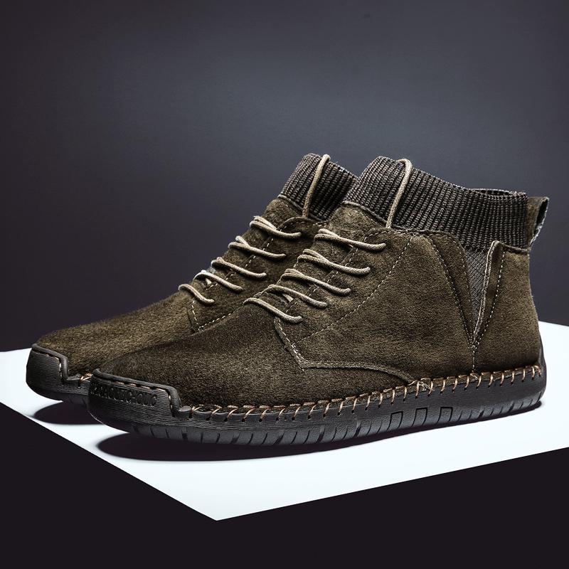 Größe 48 Herrenschuhe Hohe Qualität Handgefertigt Wildleder Herren Stiefeletten Outdoor Wanderschuhe Retro High Top Herren Sneaker Hombres Botas