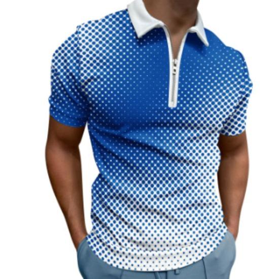Polo de negocios a rayas de color liso con estampado 3D para hombre