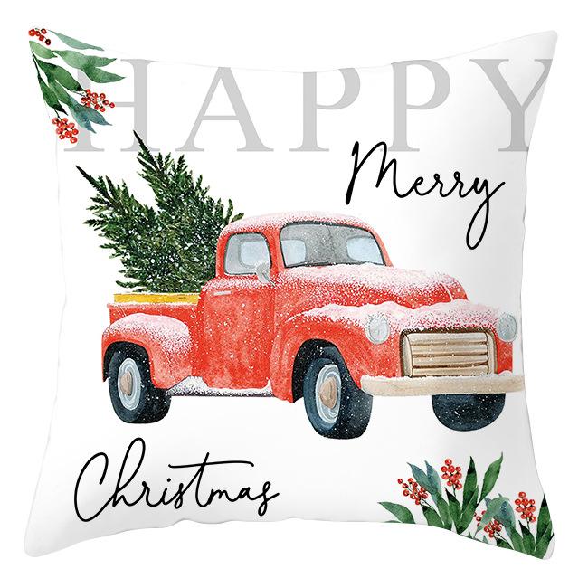 Cross-border Wholesale Christmas Pillow Covers Printed Holiday Sofa Car Pillow Waist Back Cushion Cover