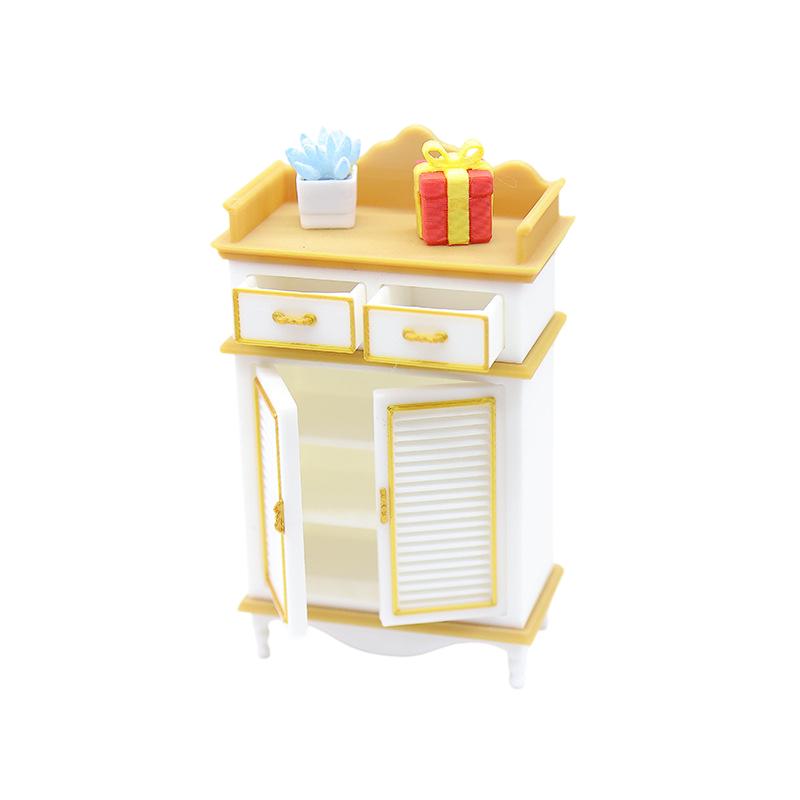 1/12 Dollhouse Mini Cabinet Cupboard Model Dollhouse Furniture Ornament Dolls House Living Scene Decoration Pretend Play Toys