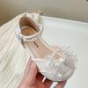 Girls Half Sandals Mesh Lace Bows Sweet Butterfly Kids Dance Shoes Wedding Ins Trendy 2025 Summer Girls Princess Shoes Pearls