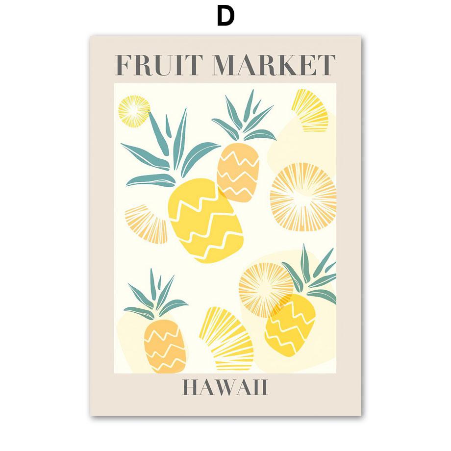 Innendruck Zitrone Orange Wandkunst Leinwandgemälde William Morris Heimdeko Poster Schlafzimmer Obstmarkt Wohnzimmer Kiwi