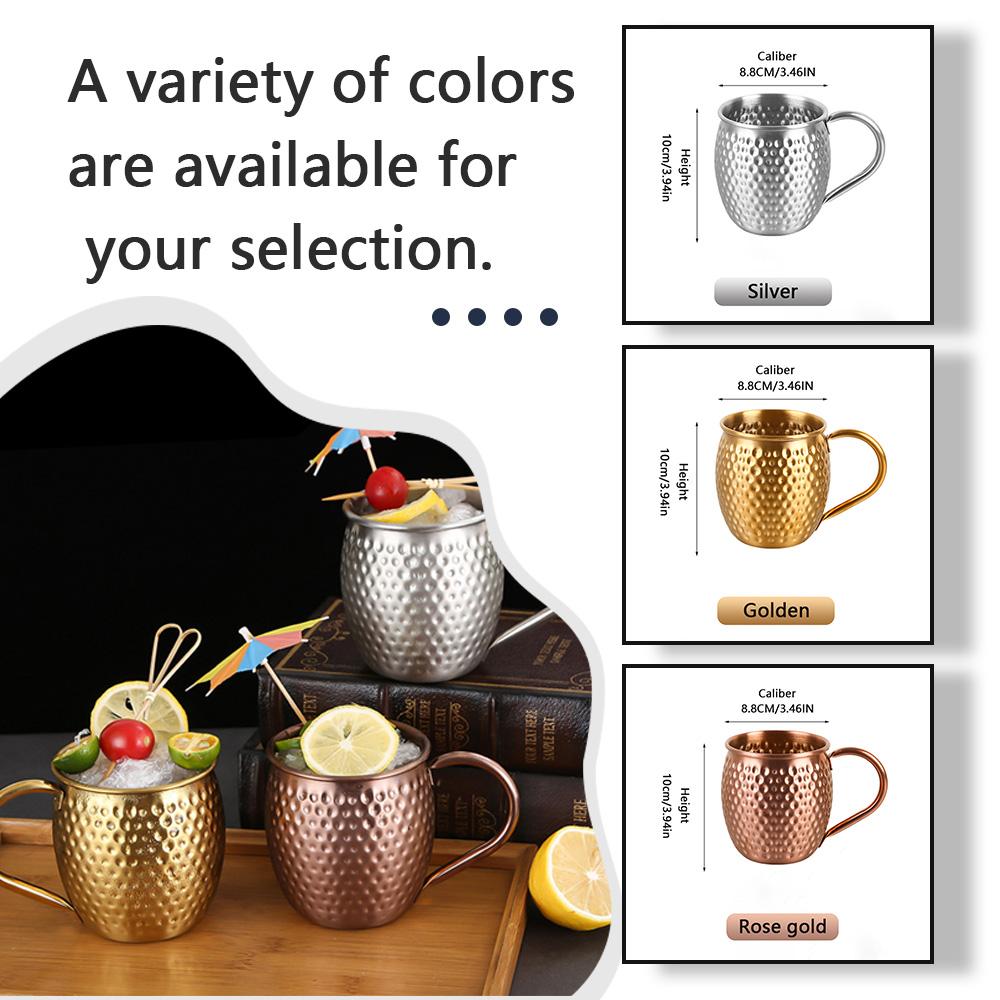 Moscow Pony Cup, Hammer Patterned Cup with 304 Stainless Steel Inner Liner, Suitable for Cold Drinks, Beer, Cocktails, Bars