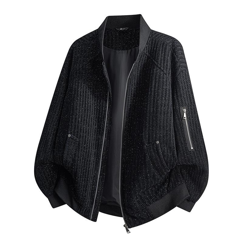 

Spring & Fall Loose American Stripe Baseball Jacket M (90-110 lbs) чорний