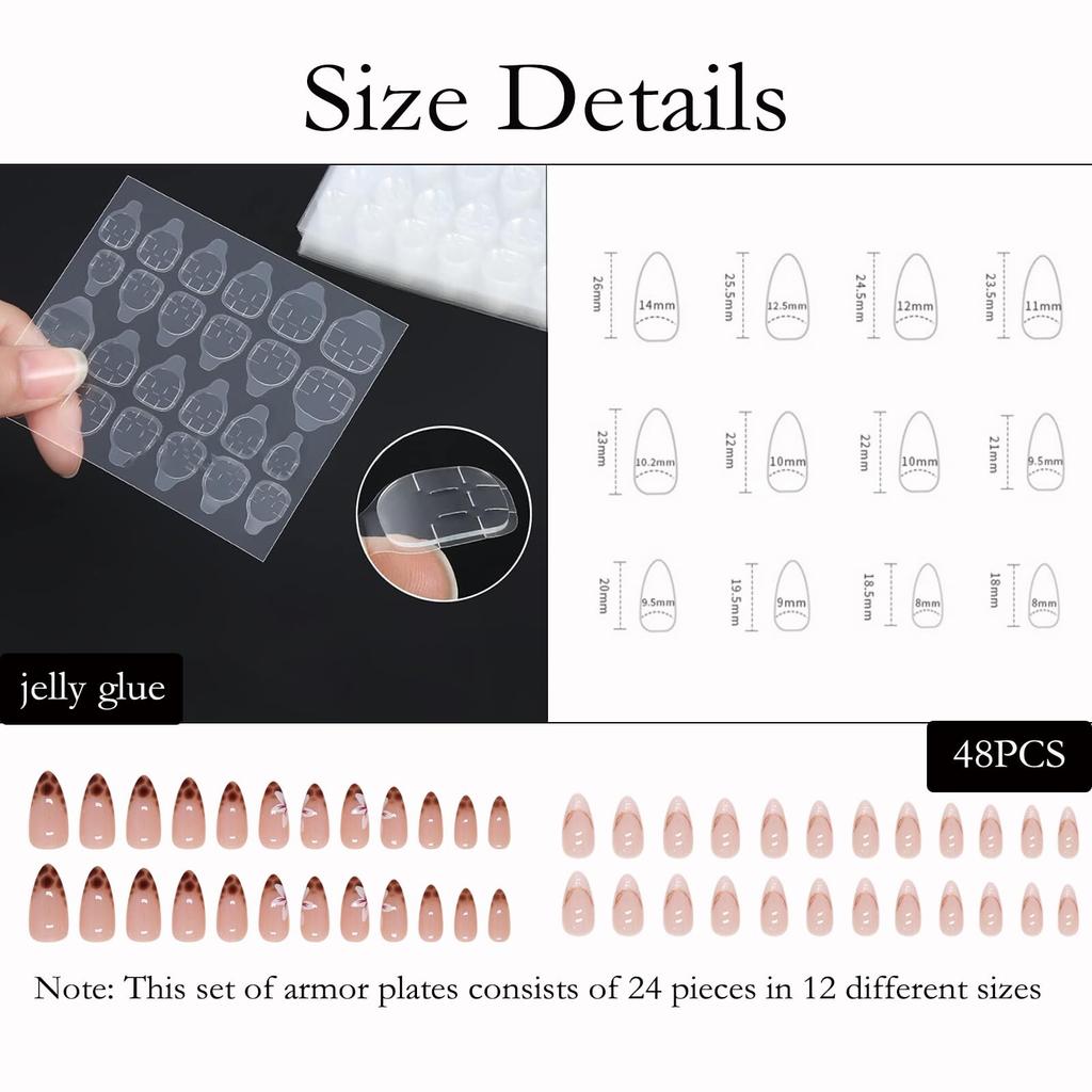 48 Pcs Press On Nails, 2 Boxes Fake Nails Kit, Glitter Fake Nails With Orchid Leopard Print Design, Diy Salon Style Manicure At Home For Women And G