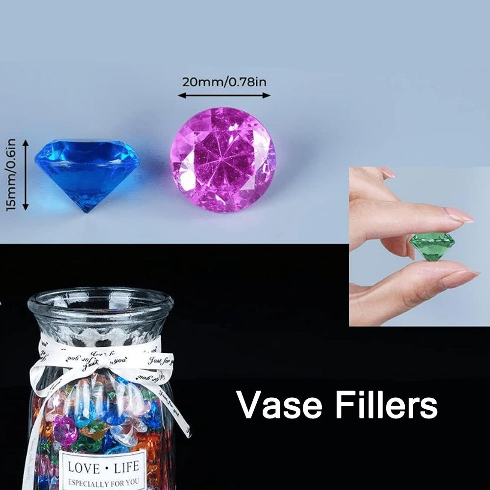 Acrylic Diamond Fake Gems Vase Filler, Babenest 100pcs 3/ 4 Inch Faux Diamonds Crystals Jewels for Table Scatters Wedding Party
