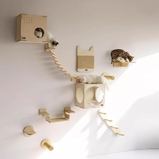 40 Inch Sisal Rope Cat Ladder Bridge Indoor and Outdoor Universal Easy To Install Cat Hammock Toy Climbing Rope Ladder Beige
