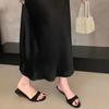 2025 Summer New Women Slipper Fashion Med Wedge Heel Slip on Slides Elegant Outdoor Dress Flip