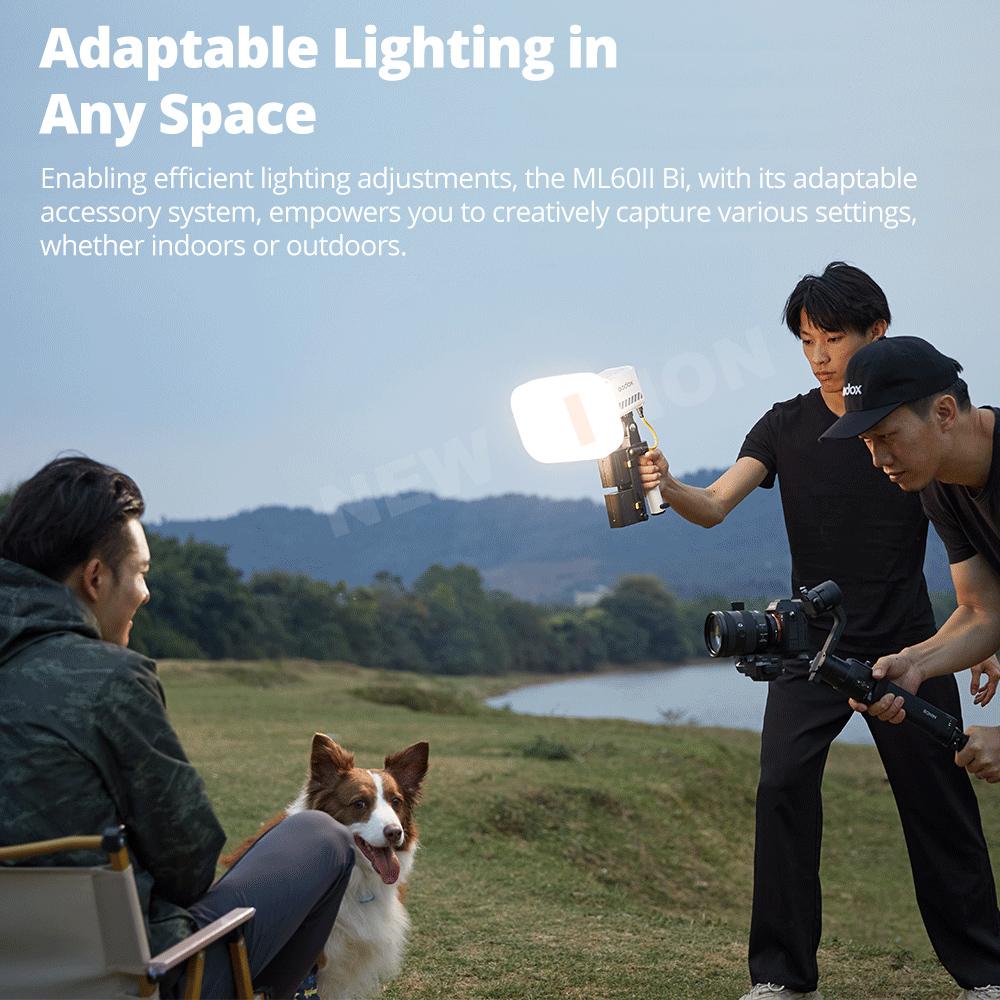 Godox ML60II BI 2800K -6500K LED Video Light Silent Mode Portable Brightness Adjustment Support Li-ion Outdoor LED Upgraded Lamp
