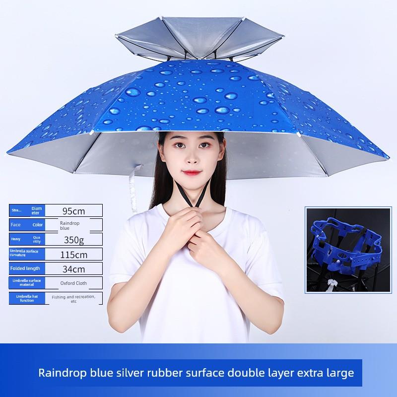 Umbrella Hat with Headgear, Sun Protection Fishing Hat, Rainproof Tea-Picking Hat, Umbrella Hat, Poncho, Helmet Umbrella