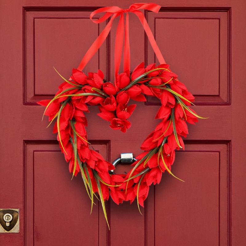 Valentines Day Wreath Pendant Tulips Love Garlands Decoration Proposal Scene Layout Props Valentines Day Garlands Party