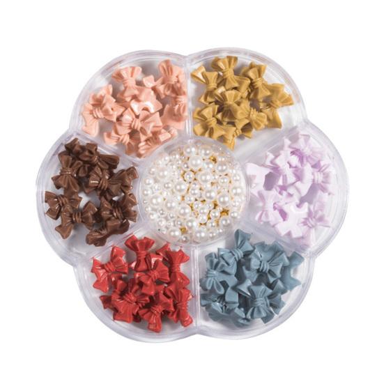 1 Cutie Fundițe Nail Art Pastă Tridimensională Ușor DIY Fundiță Rășină Perlă Faux Amestecat Floare de Prun