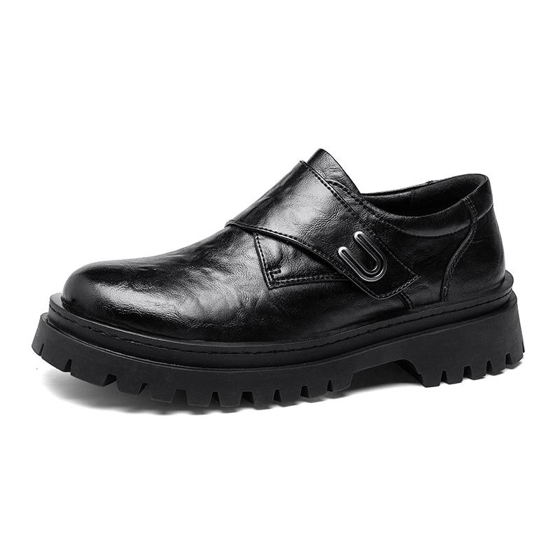 Fashionable Men Casual Leather Thick Bottom Shoe Outdoor Antiskid Walking Shoe Fashion Designer Leather Comfy Soft Soled Loafers