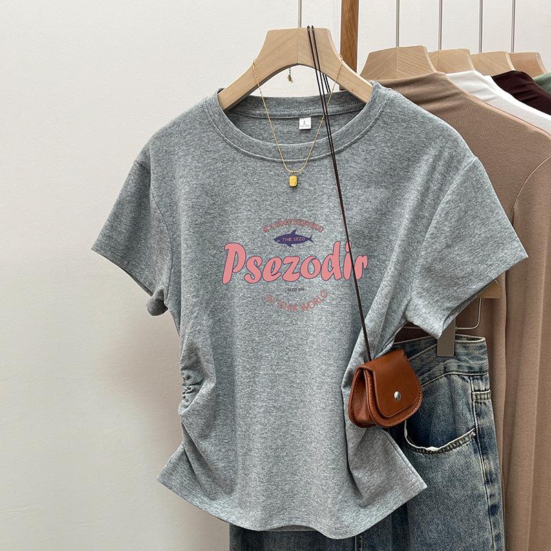 

Женский летний укороченный топ из чистого хлопка с короткими рукавами