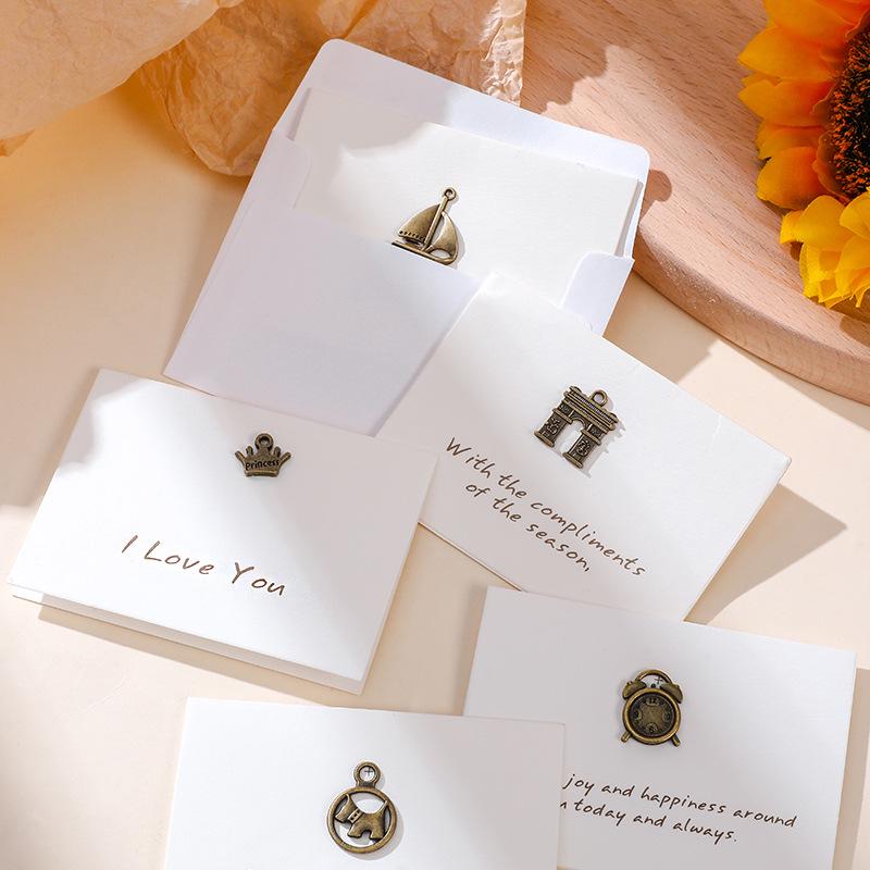 Retro kovové pohlednice: Svátek, Nový rok, Vánoce, Svatba s obálkou