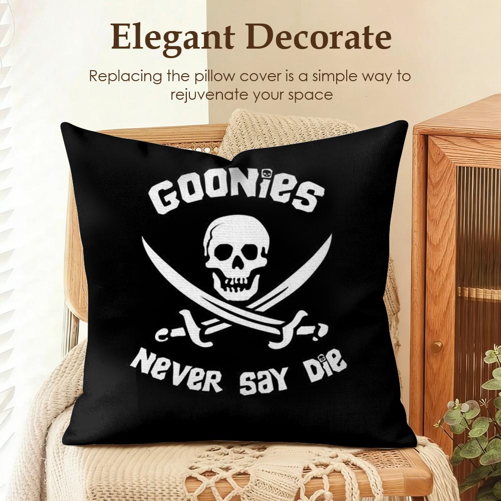 Movie GGoonies Cushion Cover Natural Linen Organic Fabric DoubleSided Printing Sofa Home Decor Gift Pillow Case