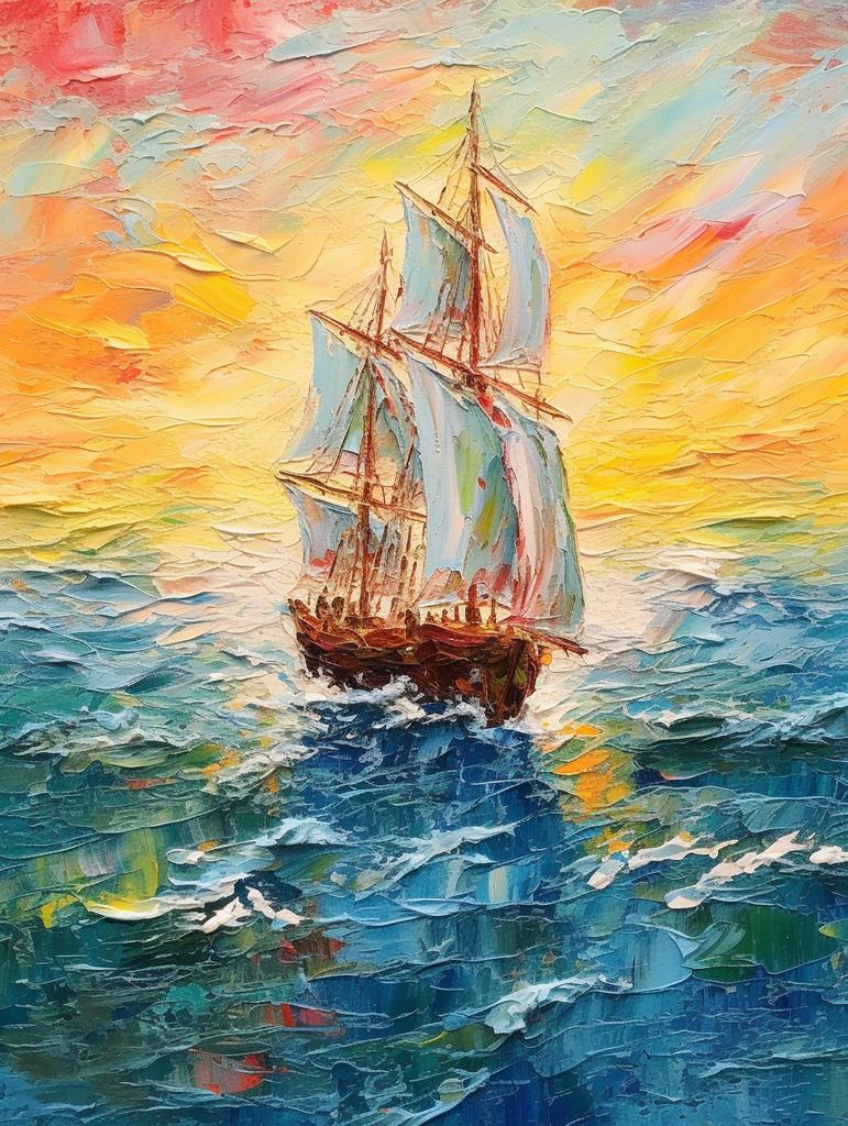 Boat Diamond Painting Sunset Landscape Rhinestones Picture Embroidery Seaside Diamond Mosaic New Arrival Kits Wall Decor