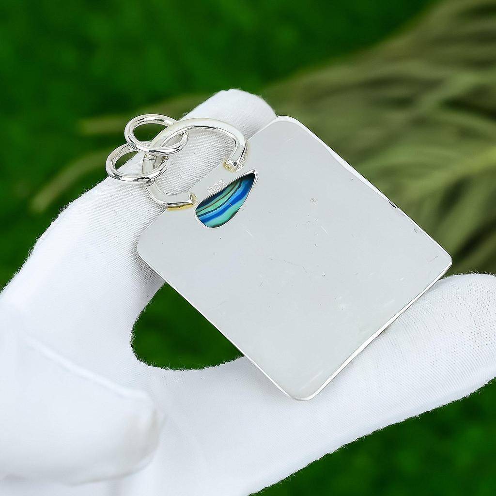 Sisters Day Deal 925 Sterling Silver Natural Rainbow Calsilica Pendant Jewelry