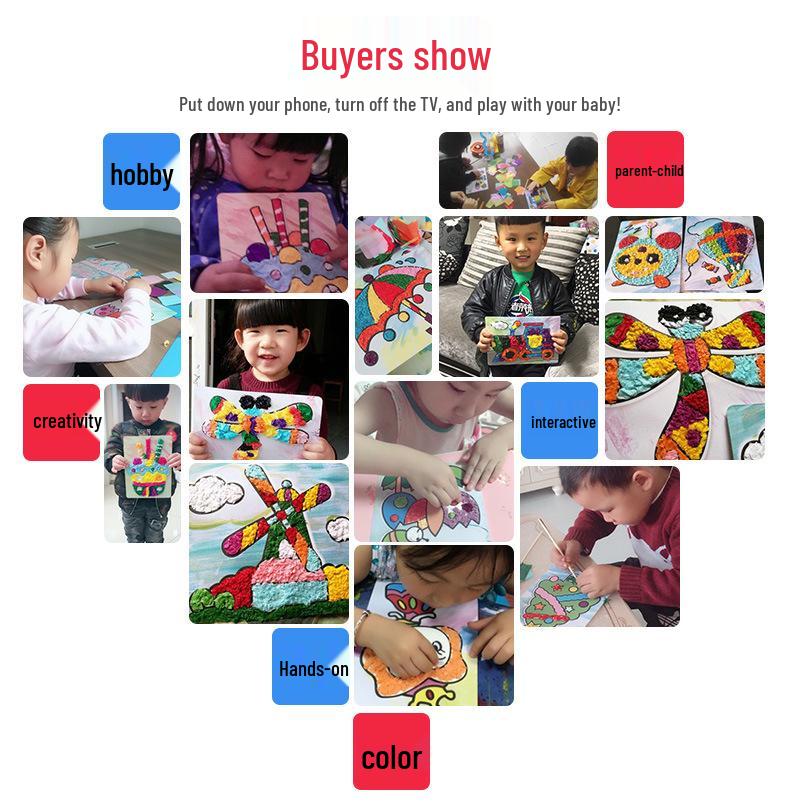 Children's Crumple Paper Art Kit for Creative Painting and Crafts in Kindergarten and Elementary Classes