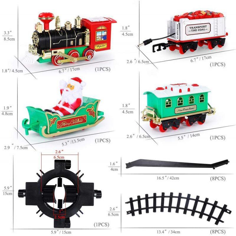 Remote Control Steam Train Toy - Emits Smoke, Lights, Music - Educational Christmas Tree Track Model
