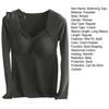 Women Bottoming Tops V-Neck Chest Padded Long Sleeve Thermal Tops Elastic DE Velvet Fabric Tee Shirt