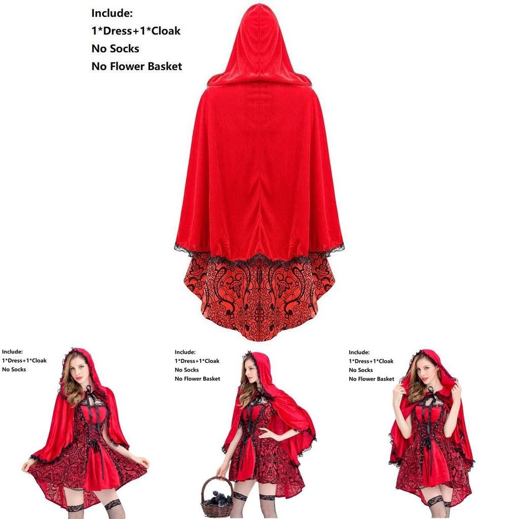 Womens Little Red Riding Hood Gothic Cape Dress Perfect For Halloween Role Play And Events