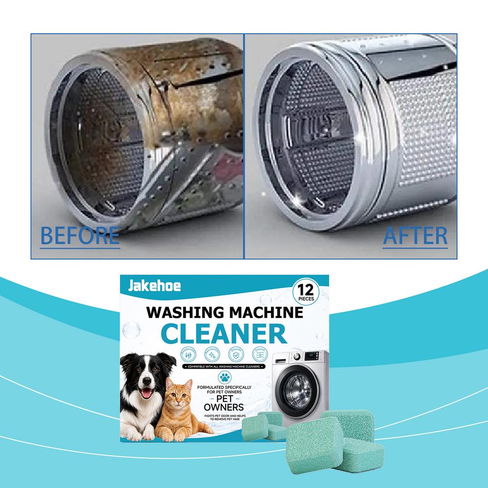 12PCS Washing Machine Cleaning Tablets Remove Pet Hair and Bad Odors Deep Clean Inner Multipurpose Household Laundry Care Tools
