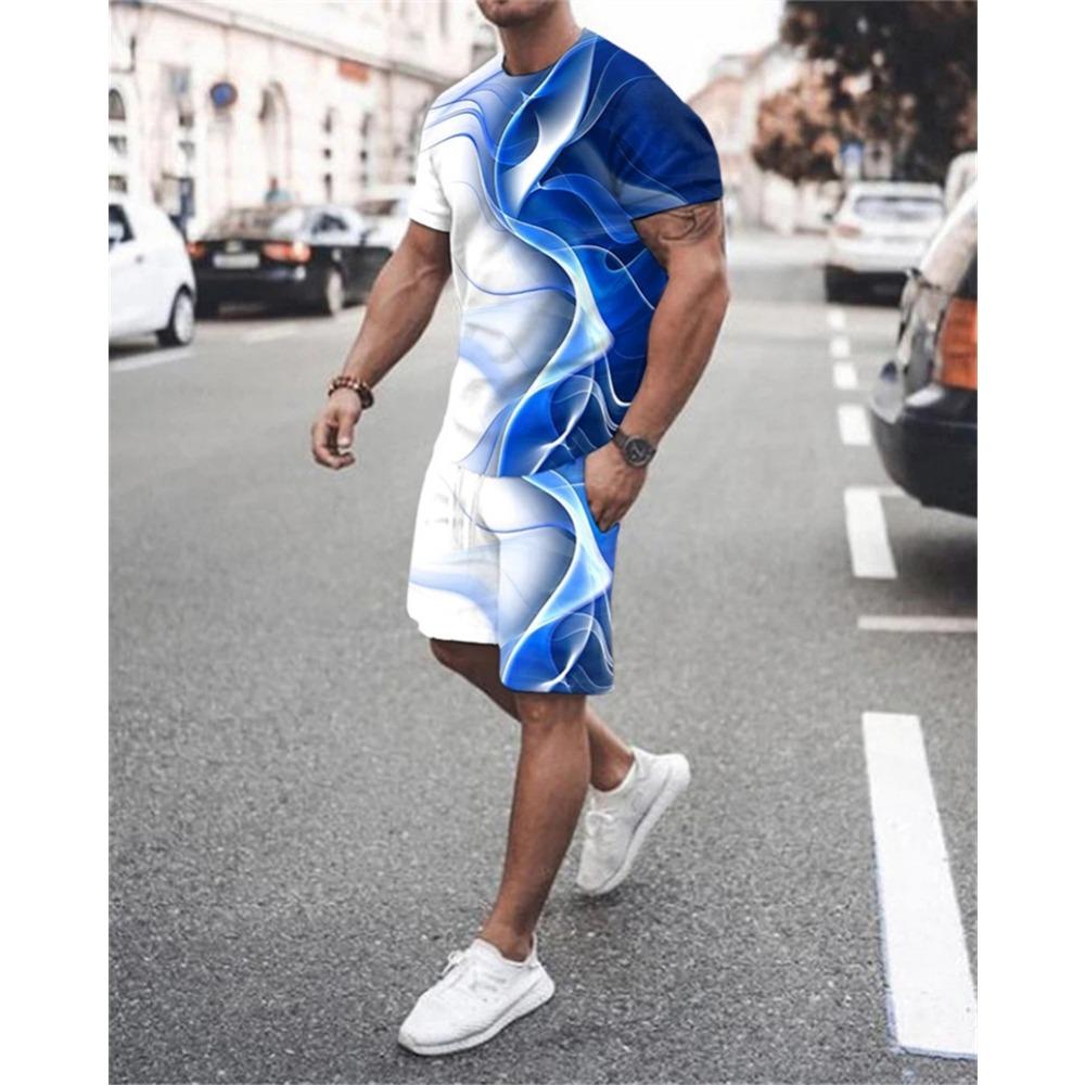 Summer Men's Tracksuit Oversized Clothes Two Pieces Set Vintage Casual Streetwear 3D Printed Beach Set Men Tshirt Shorts Outfits
