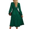 Dress For Women Long Boho Beach Dress Elegant Maxi Dress V-Neck Long Sleeve Dress With Pockets