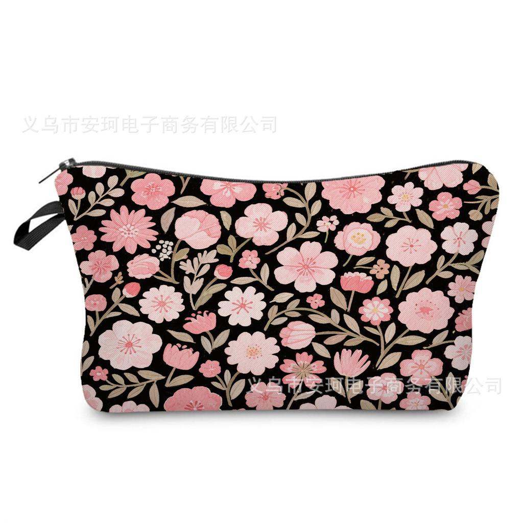 Floral Series Printed Cosmetic Bag, Gift Storage Bag, Practical Toilet Bag