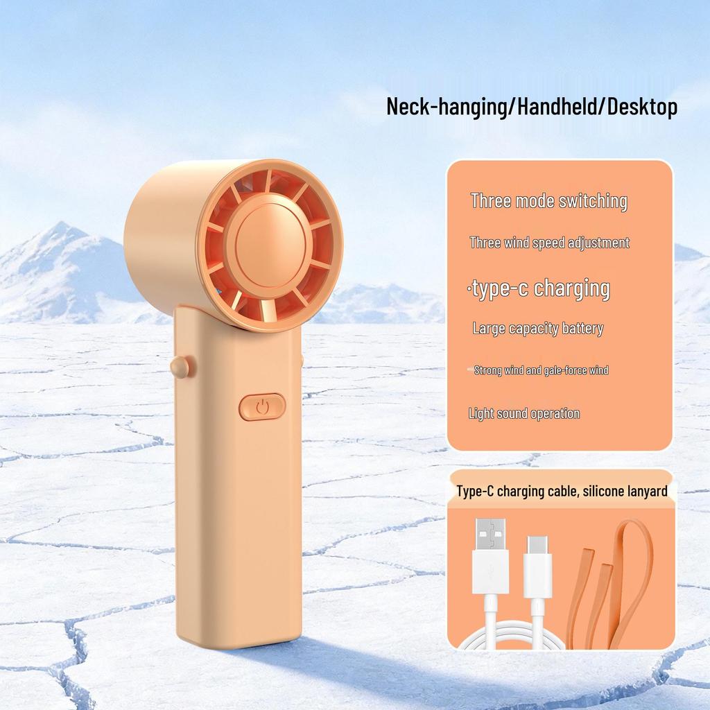 Portable USB Rechargeable Neck-Hanging Foldable Mini Handheld Fan with High-Speed Turbine