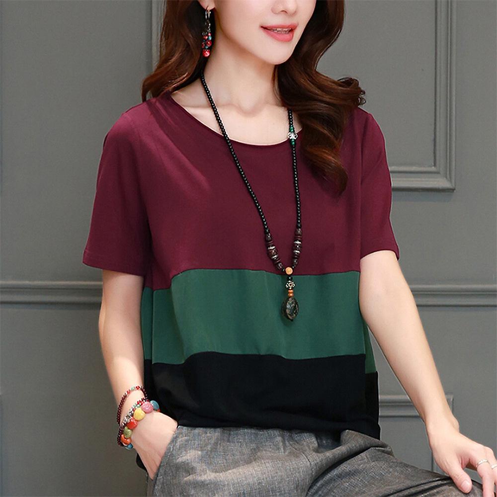 2024 Women's Casual Slimming Short Sleeve T-shirt – Loose Fit, Belly-Covering Versatile Summer Top