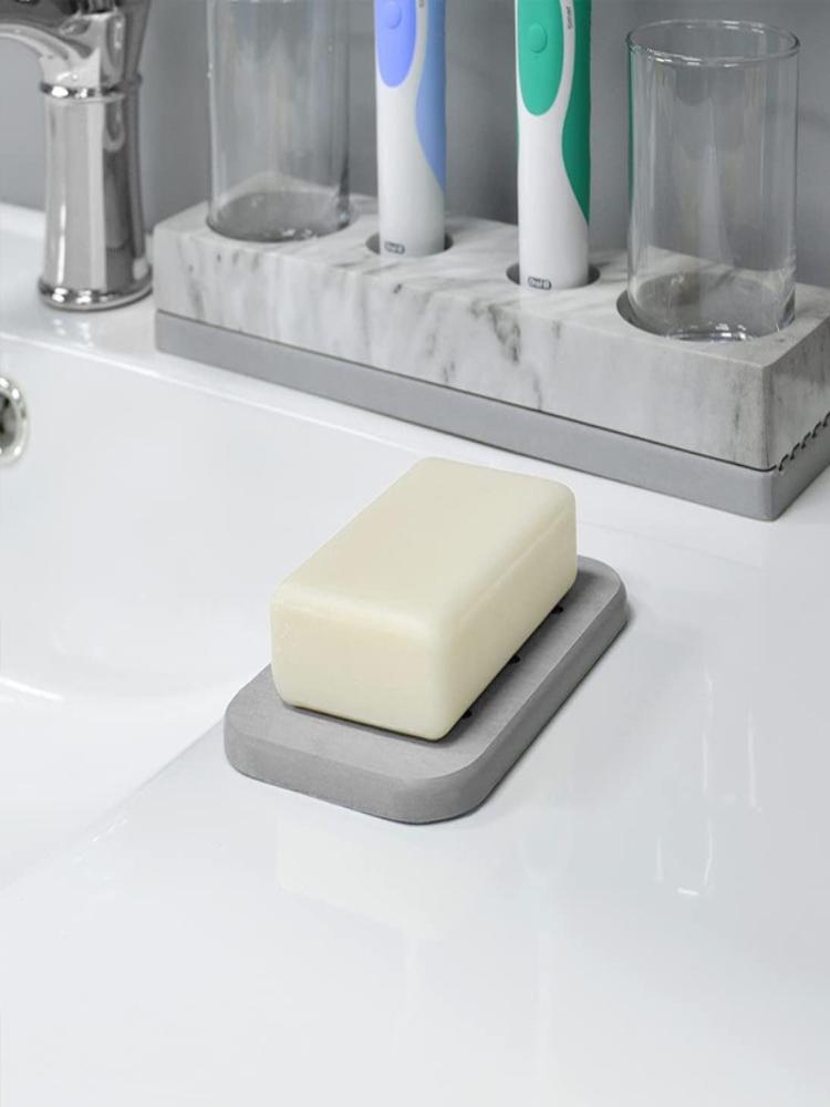 Diatomite Mud Soap Dish Quick Dry Bathroom Countertop Absorbent Pad Rectangular Toiletries Holder Supplies