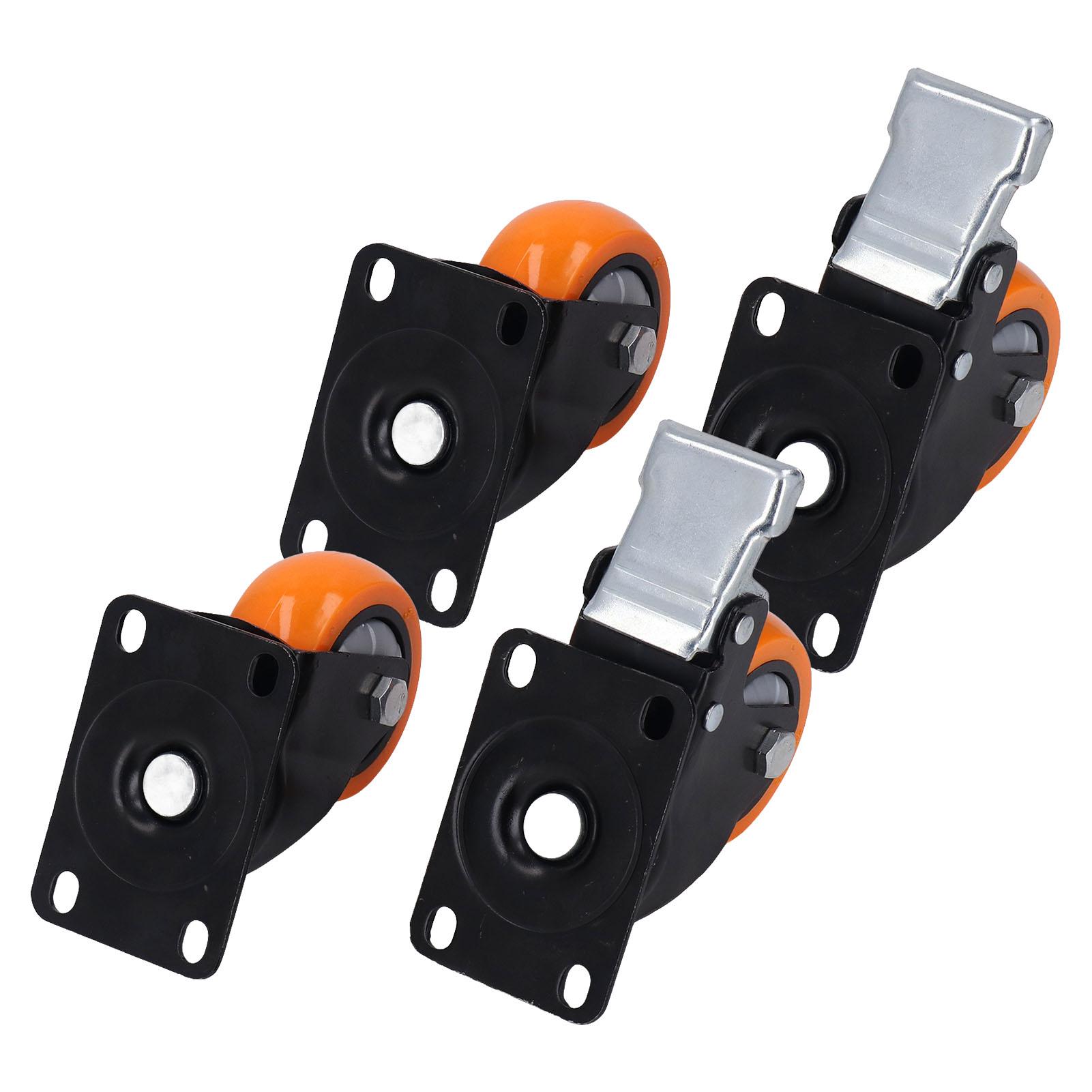 

4Pcs Casters Wheel Heavy Duty PVC Top Plate 2 Ball Bearing Swivel Castors 800lbs Load 3in