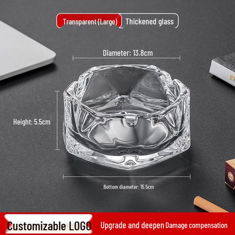 Crystal Glass Ashtray: Elegant, Fly-Repellent Design for Home or Office