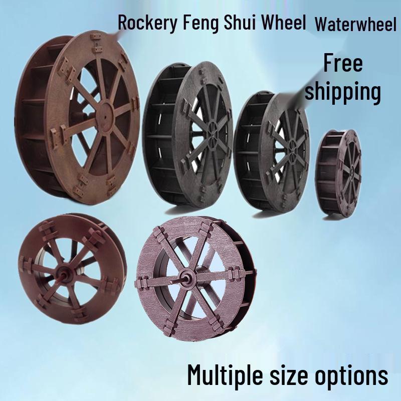 Rockery Resin Water Fountain with Water Wheel Ornament for Fish Tanks 3.5CM Water Wheel (With Axle)