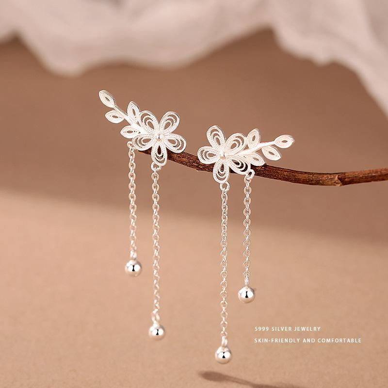 Temperamentvolle Blume Blatt Quastenohrringe für Frauen Smartes Kettendesign High-End-Ohrringe