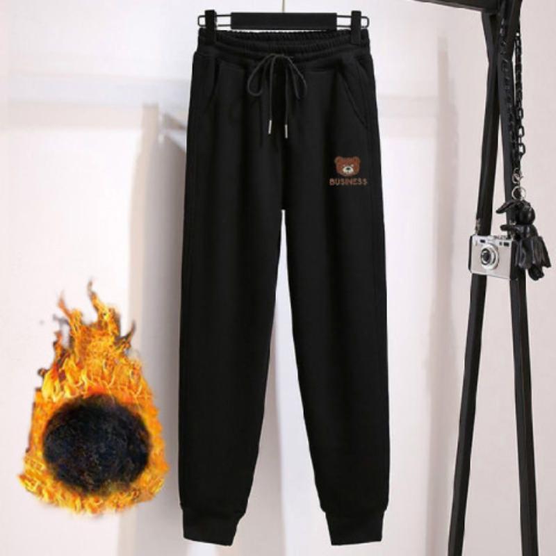 6xl Plus Size Sportowe spodnie dresowe damskie Nowe swobodne nadruki Luźne Plus polar Grube Ciepłe spodnie dziewięciopunktowe