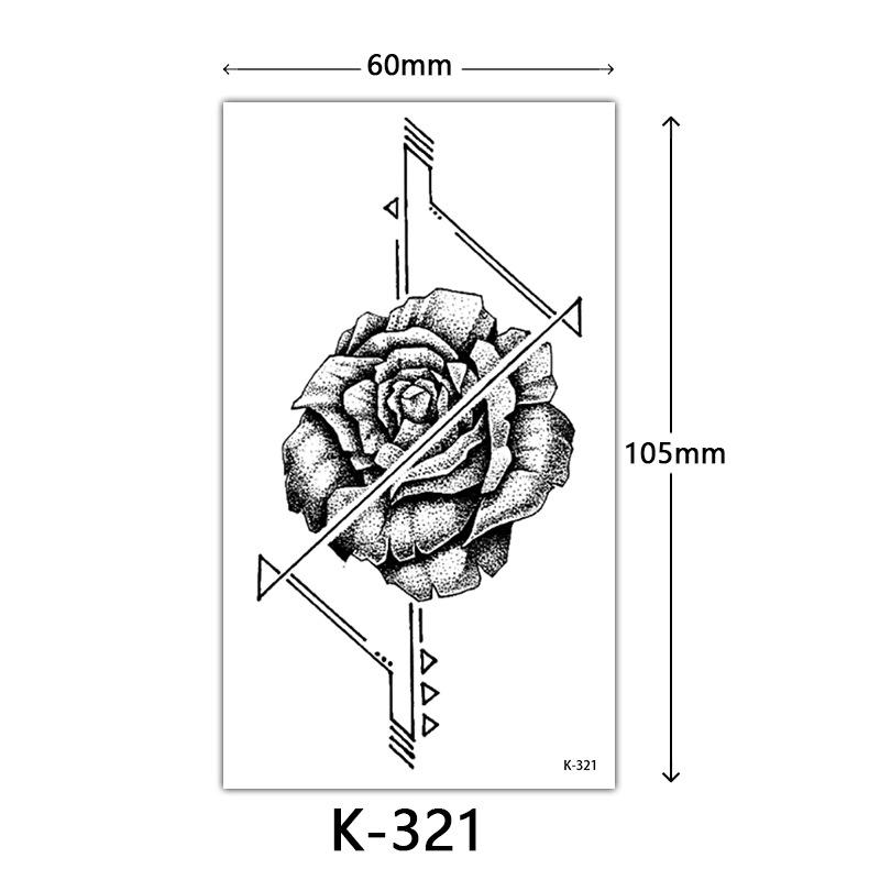 Pegatinas de Tatuaje Impermeables Frescas Pequeñas: Letras Inglesas, Flores, Mariposas, Líneas de Boceto