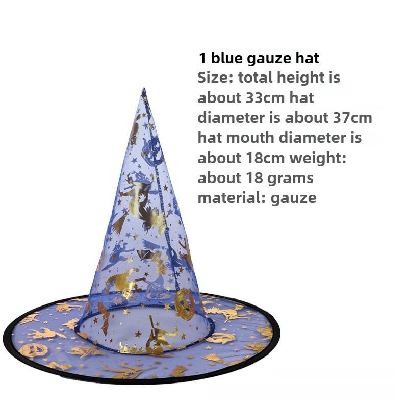 Halloween Prom Party Hat Witch Hat Witch Hat Veil Hat Printed Pumpkin Hat Black Tip Hat