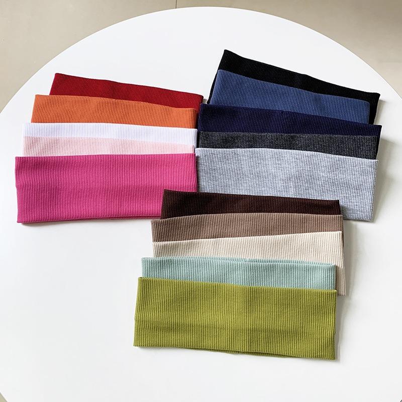 Solid Color Korean Wide Headband Stretchy Knit Hair Sweatband for Women Makeup Gym Yoga Running Fashion Accessory