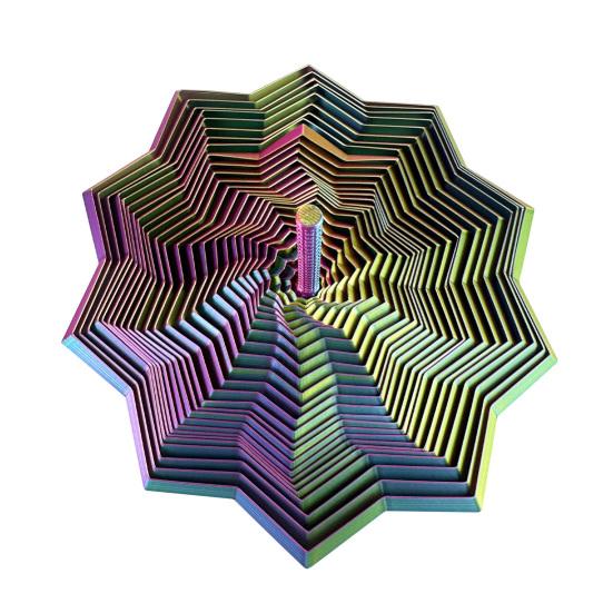 

3D Printed Fractal Fidget Star Stress Anxiety Relief Expanded Star Sensory Toy with Handle Whirling Spiral Expandable Star Decompression Toy S
