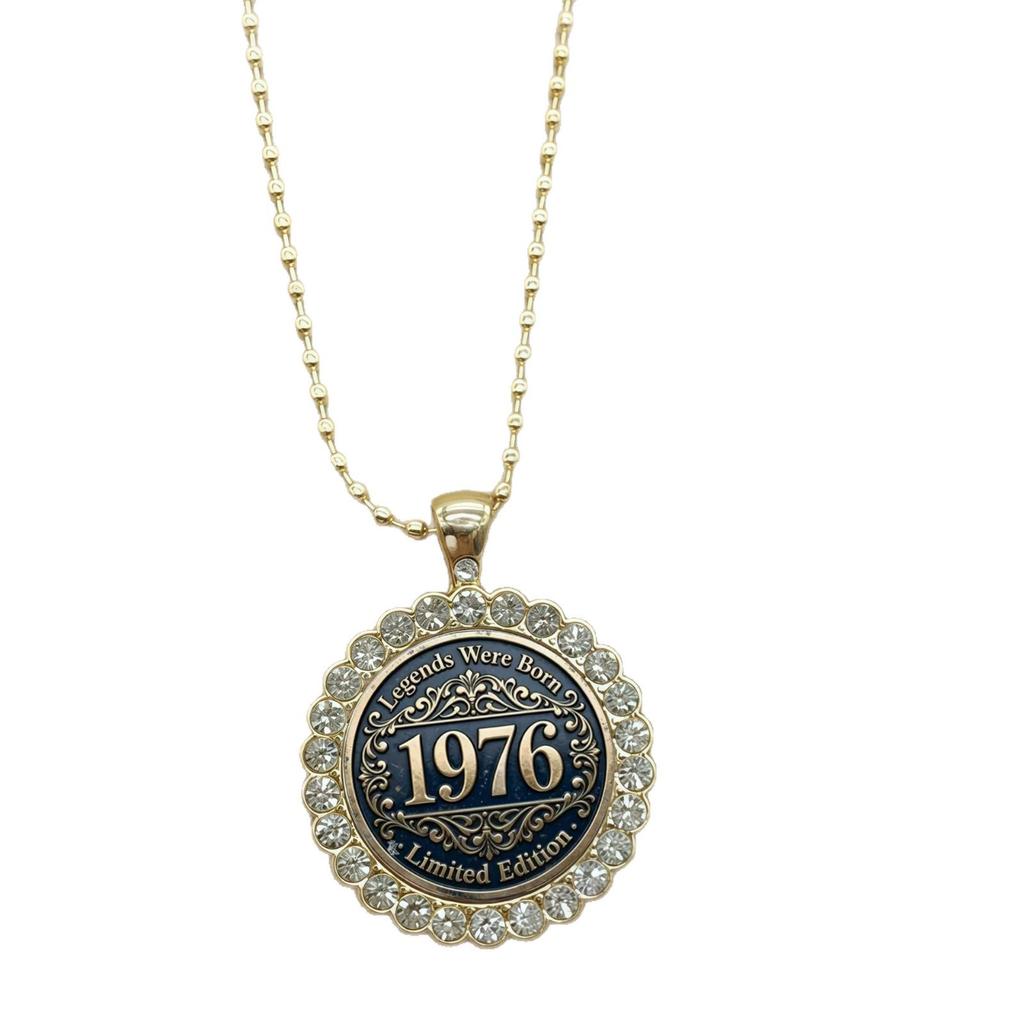 European and American New Style 1976 Pattern Round Necklace, Fashionable and Versatile Accessories for Men and Women