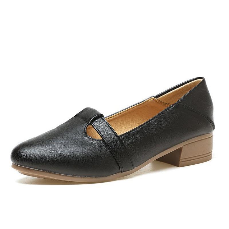 Foot cover shallow mouth work shoes women's autumn new retro single shoes pointed comfortable soft sole temperament versatile women's shoes