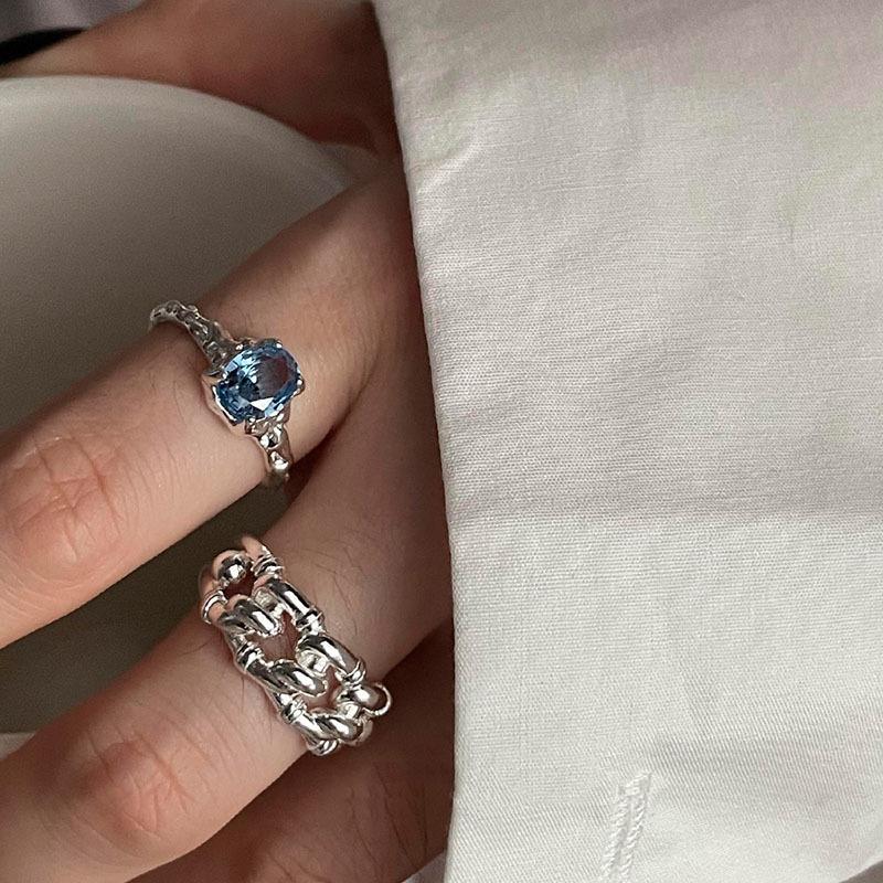 Trendy Women's Blue Zircon Open Ring In Sweet Cool Style - Versatile, Fashionable, and High-End