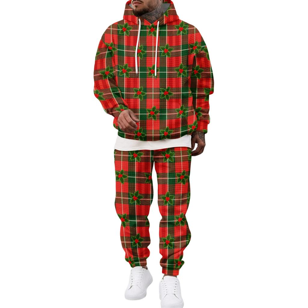 Men's Casual Sweatshirt Set with Pattern for Fall and Winter